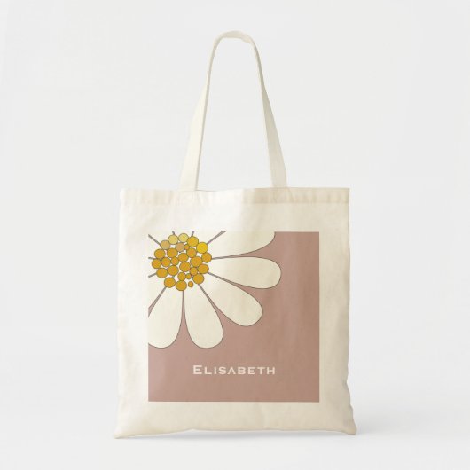 Daisy-white floral desing personalize name tote bag (Voorkant)