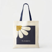 Daisy-white floral desing personalize name tote bag (Voorkant)