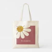 Daisy-white floral desing personalize name tote bag (Achterkant)