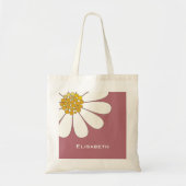 Daisy-white floral desing personalize name tote bag (Voorkant)