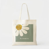 Daisy-white floral desing personalize name tote bag (Voorkant)