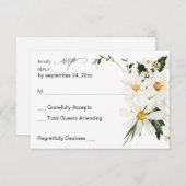 Daisy White Floral no Meal RSVP (Voorkant / Achterkant)