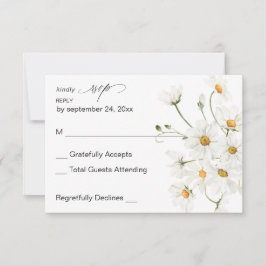 Daisy White Floral no Meal RSVP 2 Kaartje