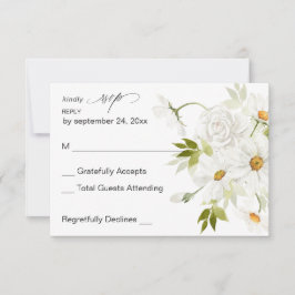 Daisy White Floral no Meal RSVP 3 Kaartje