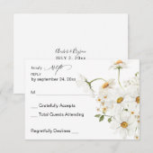 Daisy White Floral no Meal RSVP 4 Kaartje (Voorkant / Achterkant)