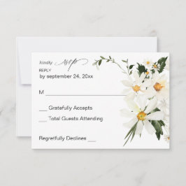 Daisy White Floral no Meal RSVP Kaartje