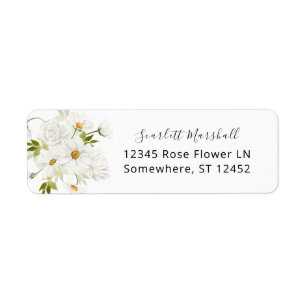 Daisy White Floral Return Address Label 4