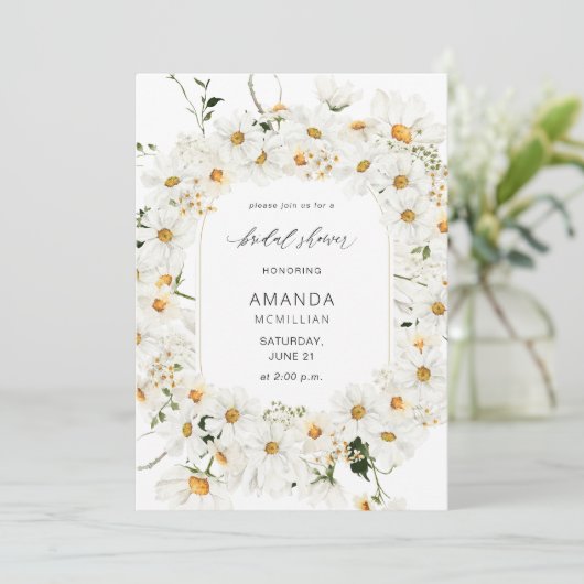 Daisy White Floral Vrijgezellenfeest Kaart (Staand voorkant)