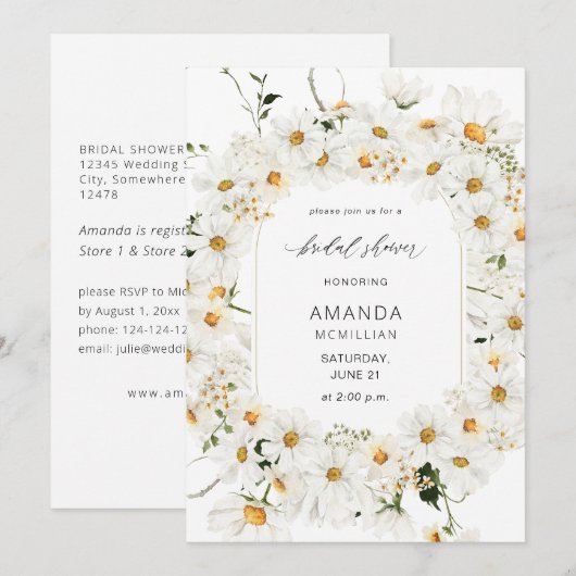 Daisy White Floral Vrijgezellenfeest Kaart (Voorkant / Achterkant)