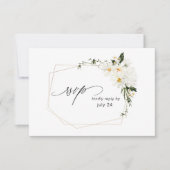 Daisy White Floral w Meal RSVP Card (Voorkant)