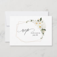 Daisy White Floral w Meal RSVP Card