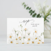 Daisy White Floral w Meal RSVP Card 2 (Staand voorkant)
