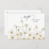 Daisy White Floral w Meal RSVP Card 2 (Voorkant / Achterkant)