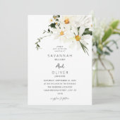 Daisy White Floral Wedding Invitation V2 Kaart (Staand voorkant)
