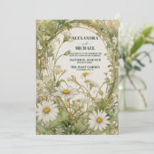 Daisy White Floral Wedding Kaart (Staand voorkant)