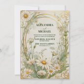 Daisy White Floral Wedding Kaart (Voorkant)