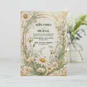Daisy White Floral Wedding Kaart (Staand voorkant)