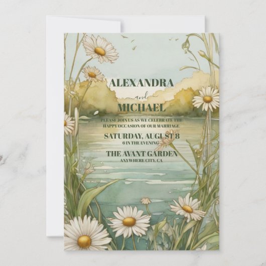 Daisy White Floral Wedding Kaart (Voorkant)
