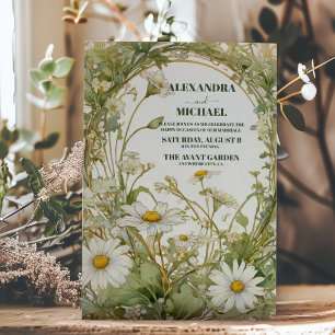 Daisy White Floral Wedding Kaart