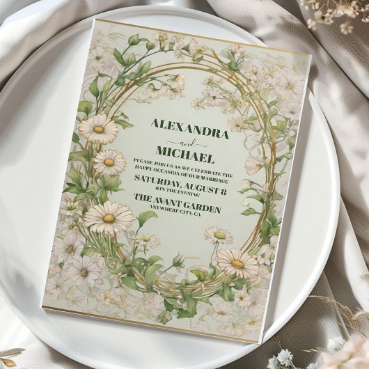 Daisy White Floral Wedding Kaart