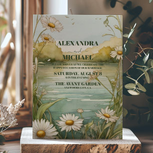 Daisy White Floral Wedding Kaart