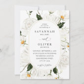 Daisy White Floral Wedding V3 Kaart (Voorkant)