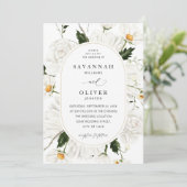 Daisy White Floral Wedding V3 Kaart (Staand voorkant)