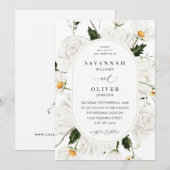 Daisy White Floral Wedding V3 Kaart (Voorkant / Achterkant)