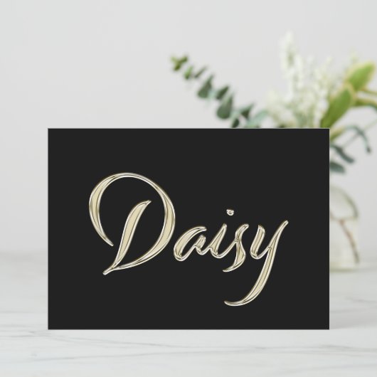 Daisy white gold Handwriting Karte Kaart (Staand voorkant)
