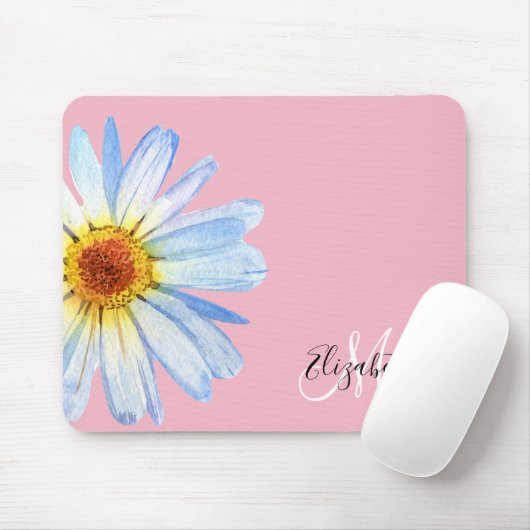 Daisy White Pink Monogram Muismat (Met muis)