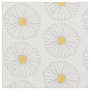 Daisy White Yellow Daisies Flower Floral Print Stof