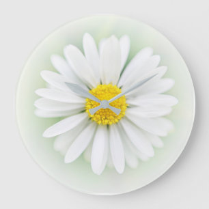  Daisy White Yellow Flower Shabby Chic Clock Grote Klok