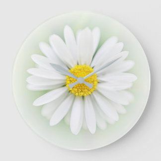  Daisy White Yellow Flower Shabby Chic Clock Grote Klok