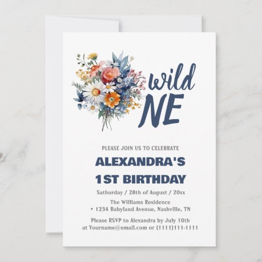 Daisy Wild Een 1e Verjaardag Meisje Kaart (Voorkant)