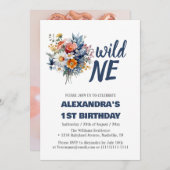 Daisy Wild Een 1e Verjaardag Meisje Kaart (Voorkant / Achterkant)