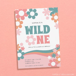 Daisy Wild Een Meisje 1e Verjaardag Uitnodiging