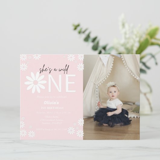 Daisy wild een partij bohemiaanse eerste verjaarda kaart (Staand voorkant)