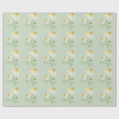 Daisy Wild Flowers Green Cadeaupapier (Vlak)