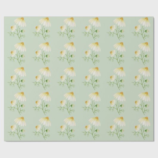 Daisy Wild Flowers Green Cadeaupapier (Vlak)