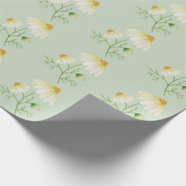 Daisy Wild Flowers Green Cadeaupapier
