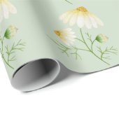 Daisy Wild Flowers Green Cadeaupapier (Rol Hoek)