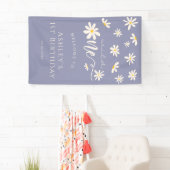 Daisy Wild One 1e Birthday Paars Welcome Sign Spandoek (Insitu)