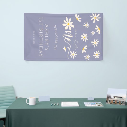 Daisy Wild One 1e Birthday Paars Welcome Sign Spandoek (Beurs)