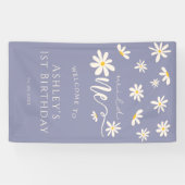 Daisy Wild One 1e Birthday Paars Welcome Sign Spandoek (Horizontaal)