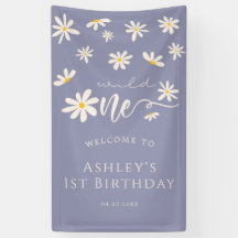 Daisy Wild One 1e Birthday Paars Welcome Sign