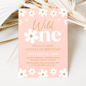 Daisy Wild One 1st Birthday Invitation Kaart