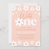 Daisy Wild One 1st Birthday Invitation Kaart (Voorkant)