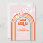 Daisy Wild One boho bloemen regenboog eerste verja Kaart (Voorkant)