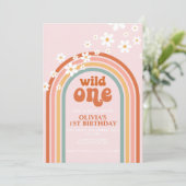 Daisy Wild One boho bloemen regenboog eerste verja Kaart (Staand voorkant)
