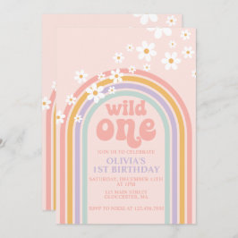 Daisy Wild One boho floral rainbow, eerste verjaar Kaart